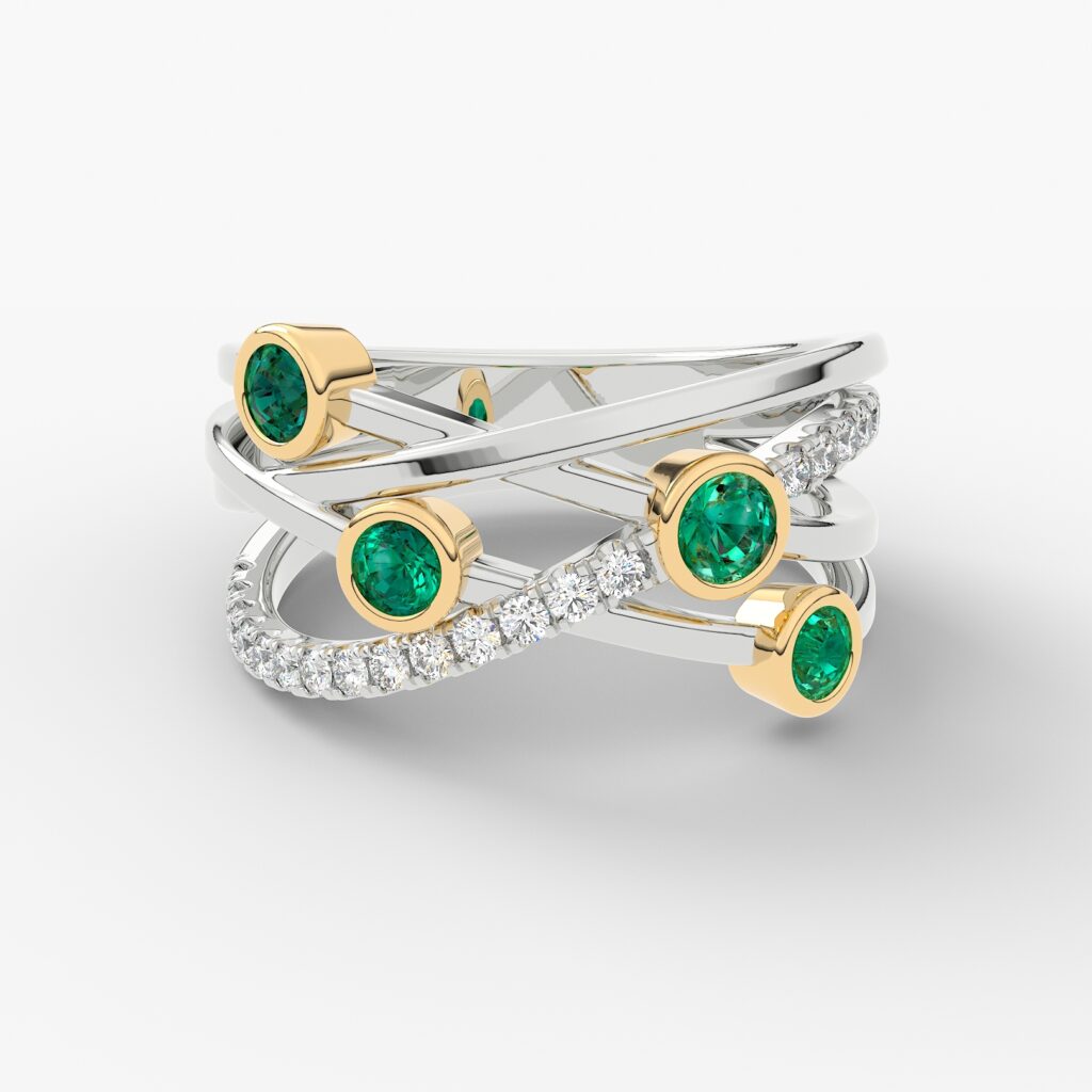 Multi Diamond Cross Over Ring - R